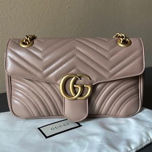 Authentic Gucci Marmont Bag, Small, Dusty Pink Leather